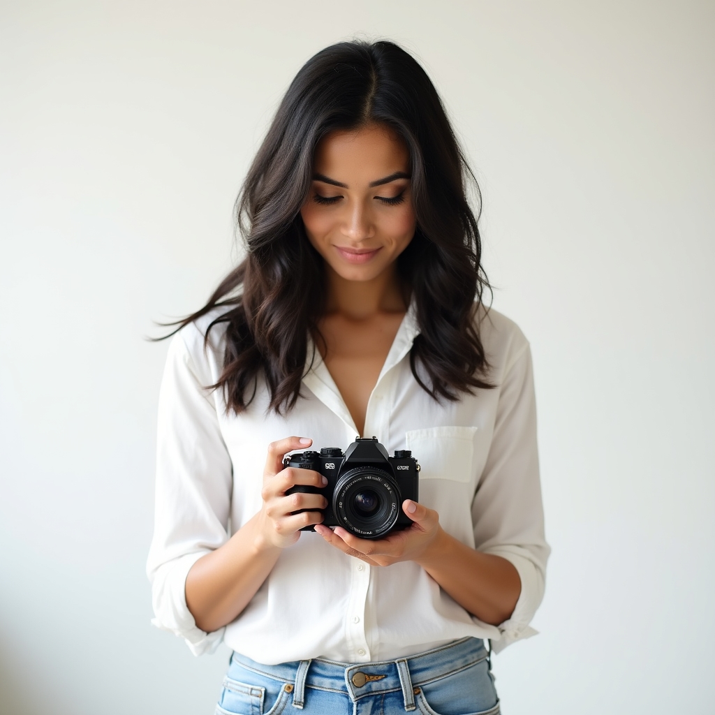 Začátečník se učí ovládat fotoaparát v kurzu fotografie